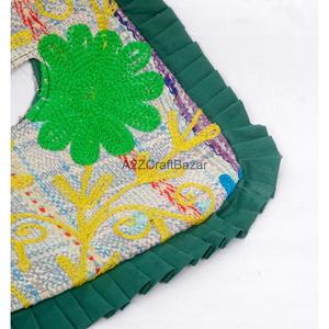 Handmade Vintage Suzani Embroidery Cotton Tote Bag Clutch Closure <b>Medium</b> Size Hand Length Handle-Women's Evening Party <b>Purse</b> - Product Image 6