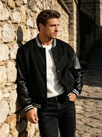 Veste de baseball personnalisée pour homme, style Varsity, en gros, avec logo brodé, patchs en chenille, manches en laine et cuir