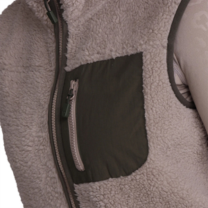 Chaleco polar térmico beige transpirable para mujer, el más vendido, con cuello en V, bolsillos con cremallera, bolsillo en el pecho con parche tejido, sin mangas, para exteriores - Product Image 5