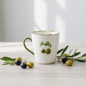 Taza de Porcelana Fina de Primera Calidad 3460987D-0.36 con Estampado de Rama de Olivo y Fruta - Product Image 1