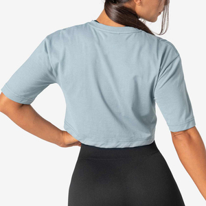 Camiseta Corta de Cuello Redondo para Mujer, 100% Algodón, Holgada, con Hombros Caídos, Transpirable, Ecológica, Personalizada, Estilo Urbano - Product Image 2
