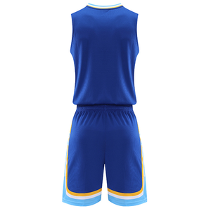 Conjunto de Uniforme de Baloncesto Azul Personalizado, Sin Mangas, Cuello en V, Poliéster que Absorbe la Humedad, Ropa Deportiva para Adultos Unisex, Todas las Temporadas - Product Image 4