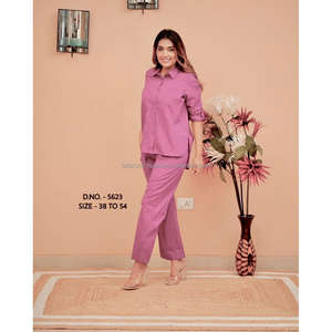 Beautiful Heavy Cotton Slub / Cotton Flex (खादी) Best Quality Fabric Cordset ( Short Length Shirt - 29”) With <b>Wooden</b> <b>Buttons</b> & L - Product Image 4