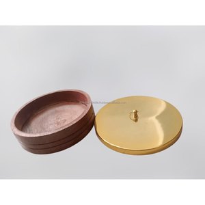 Boîte Chapati artisanale de qualité supérieure Récipient de stockage en bois de manguier avec couvercle en métal au design classique Garde-pain écologique pour Roti - Product Image 2