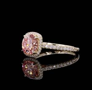 Anillo de Compromiso con Diamante Rosa de Laboratorio de 0.8 Quilates, Estilo Vintage, VS2, Certificado IGI, Oro Amarillo de 14K, Chapado en Rodio, Ético - Product Image 3