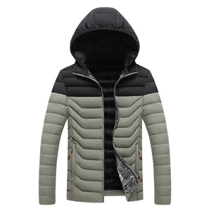 <b>Men's</b> Winter Hooded Puffer <b>Jacket</b> Color Blocking Zipper Closure Waterproof Windproof Casual Outerwear Thick Polyester Front - Product Image 1