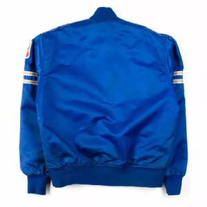 Custom Royal Blue Satin Varsity <b>Jacket</b> Men <b>Silver</b> Stripe Bomber <b>Jacket</b> Wholesale Letterman Baseball Uniform Sportswear - Product Image 2