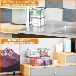 Paquete de 4 Cajones Apilables de Acrílico Transparente de 4.4 Pulgadas de Alto, Organizadores de Baño, Contenedores de Almacenamiento para Organizar - Product Image 5