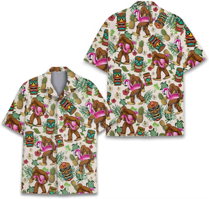 Camisas Hawaianas Tropicales Bigfoot para Hombre y Mujer, Camisa Casual de Verano para la Playa, Estilo Aloha con Botones y Manga Corta, Sasquatch - Product Image 3