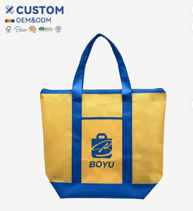 Custom Eco-Friendly Non Woven <b>Large</b> Shopping <b>Bag</b> with Zipper Tote Design Reusable Grocery Carry <b>Bag</b> for <b>Gift</b> Use with Logo - Product Image 1