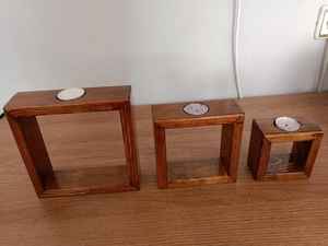 Ensemble de trois supports à bougies décoratifs géométriques carrés antidérapants pour jardin et Noël - Product Image 6