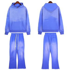 Custom Men Tracksuit Set Full Length Hooded Gradient Color Casual Wear With Drawstring Closure And Side Pockets 100% Polyester - Product Image 4