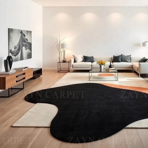Alfombra Negra de Lujo, Hecha a Mano, de Lana, Lisa, para Interiores y Exteriores, Decoración del Hogar, Mejor Precio, Alfombra Moderna Abstracta Sólida - Product Image 2