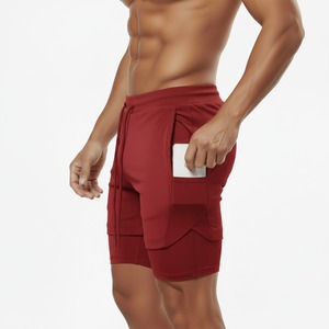 Shorts de sport 2-en-1 pour homme, couleur unie, avec cordon de serrage à la taille, vêtements de sport performants pour la remise en forme - Product Image 5