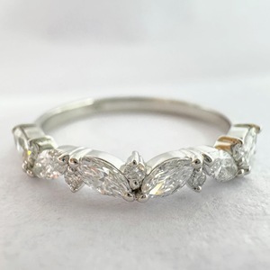 Anillo de Boda con Diamante Cultivado en Laboratorio, Corte Marquesa y Redondo, 0.47 CTW, Certificado por IGI, Oro Blanco Sólido de 18K, Anillo Curvo Tipo Tiara Apilable - Product Image 5