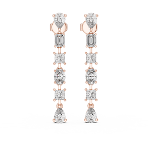 Boucles d'oreilles pendantes en or 10 carats avec diamants de laboratoire, boucles d'oreilles empilées multi-formes pour femme, cadeau, bijoux de fête - Product Image 1