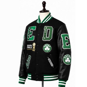 OEM Custom High Quality Men's Winter Streetwear Baseball <b>Jacket</b> Puff Printed Patch Embroidery Wool/Viscose Sleeve <b>Vintage</b> <b>Jacket</b> - Product Image 4