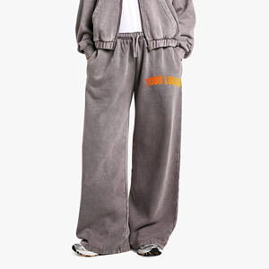 High Quality 100% Cotton Women's baggy Sweatpants Casual Regular Fleece Trendy Elastic Waist Breathable hip hop ladies <b>trouser</b> - Product Image 4