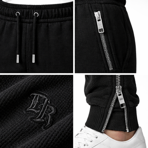 Custom Men Black <b>Jogger</b> Sweatpants Zipper Pocket <b>Slim</b> Fit Cotton Blend Streetwear Casual Track Pants with Ankle Zips Drawstring - Product Image 6