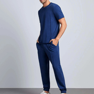 Ensemble de T-shirts d'été personnalisés pour hommes, qualité supérieure, 100% coton tissé, motif uni, séchage rapide, sérigraphie, vente en gros, 2 pièces, 2026 - Product Image 4