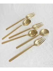 <b>Vintage</b> Brass <b>Cutlery</b> Set of 4 Pieces Spoon Fork Knife Elegant Design Dining Utensils - Product Image 2