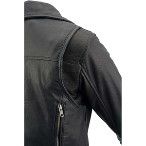 SAMROZ SPORTS Women's Black Leather Lightweight Racer Jacket - Product Image 4