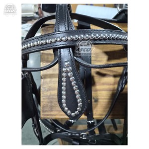 Best selling Leather Single Horse Driving <b>Harness</b> set with brass studs <b>black</b> brown wholesale - Product Image 4