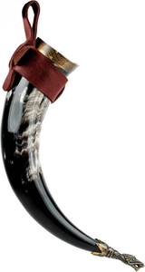 Natural <b>Horn</b> Color <b>Drinking</b> <b>Horn</b> with Leather Stand Handicraft Polished Style for Christmas Unique Animal Design - Product Image 4