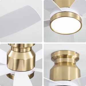 22W LED <b>Light</b> & <b>Remote</b> <b>Control</b> 42 Inch Flush Mount <b>Ceiling</b> Fans with 5 ABS Blades for Bedroom Dining Room - Product Image 4