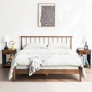 Comodino Antico in Truciolato Effetto Legno con Tubo in Ferro Nero Triamine e Borsa Portaoggetti Rimovibile in Feltro, Lato 1.5" - Product Image 3