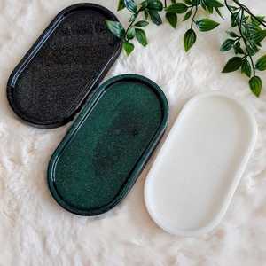 Plateau de rangement artistique en résine époxy, forme astronaute, écologique, modelé à la main, vert moucheté, pour décoration d'intérieur et de table - Product Image 2