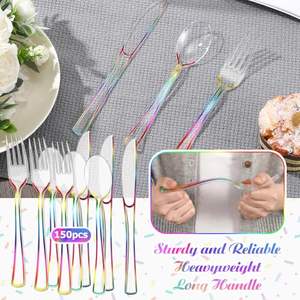 Juego de Cubiertos Desechables de Plástico Arcoíris, Libres de BPA, PP/PS, Ecológicos, Biodegradables, Reciclables, Resistentes, Tenedores, Cuchillos, Cucharas - Product Image 3