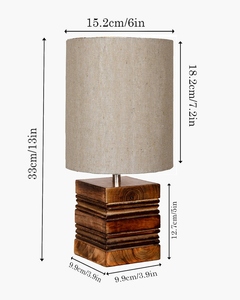 Lampe de table en bois naturel en forme de cylindre, base carrée, artisanale, style zen, pour chambre à coucher, salon, vente en gros, OEM - Product Image 5