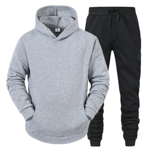 Unisex Black Cotton Tracksuit Hoodie and Pant Set Full Length Regular Fit Solid Color Casual Autumn Wear with Drawstring Closure - Product Image 5
