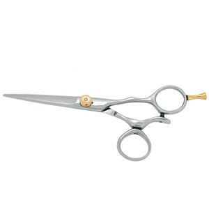 Ciseaux de Barbier Professionnels en Acier Inoxydable Argent et Or pour Coiffure, Ciseaux de Coupe de Cheveux Affûtés pour Salon, Droitiers, Taille Moyenne - Product Image 4