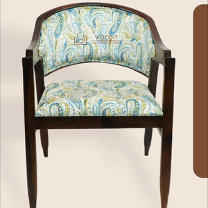 100% Solid Wooden Contemporary Curved-<b>Back</b> Accent Chair With Linen Blend Upholstered Backrest & Seated <b>Cushion</b> Living Room Chair - Product Image 1