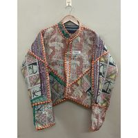 Veste Kantha en coton 100% de créateur, multicolore, style ethnique haut de gamme, avec fermeture ouverte, faite à la main, vintage, vente en gros