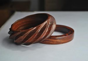 <b>Artificial</b> Wooden Bracelets Set with Brown Leather Accents Boho Style Women's Jewelry From Craft Emporium Exports Uttar Pradesh - Product Image 6