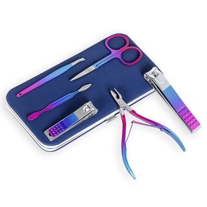 Wholesale 8-Piece German Stainless Steel Manicure Pedicure <b>Kit</b> <b>Nail</b> File Scissor Pusher Beauty Set PU Zipper Case Box Packaging - Product Image 2