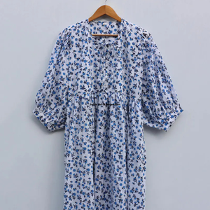 Beautiful floral Cotton Block Printed dress Dress For Casual wear Hand Block Printed Dress - Product Image 2