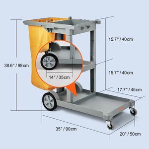 Janitorial รถเข็นทำความสะอาดสำนักงานพร้อมถุงพีวีซีสำหรับทำความสะอาด - Product Image 5