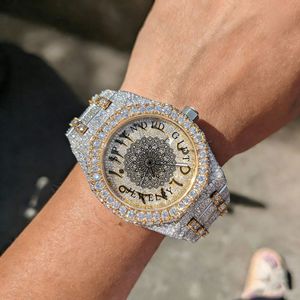 Montre analogique à quartz de luxe pour homme, en argent incrusté de diamants et de moissanite, avec cristal saphir, mouvement ETA, résistance à l'eau 10m, cachée - Product Image 2