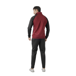 Ensemble de survêtement unisexe d'hiver respirant à col montant, couleur unie noire, avec fermeture éclair, pantalon de jogging, vêtements de sport décontractés en tricot, personnalisable avec logo - Product Image 2