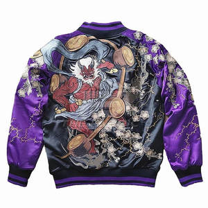 Chaqueta Sukajan con Bordado Personalizado, Tela Satinada, Cuello Alto, Ecológica, Transpirable, Moda Urbana de Invierno, Casual - Product Image 2