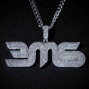 Custom BMS <b>Iced</b> <b>Out</b> Pendant Necklace Hip Hop moissanite Bling Letter Pendant with Cuban Link <b>Chain</b> for Men Women Jewelry - Product Image 1