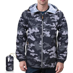 <b>Men</b>’s Packable Camouflage Windbreaker – Ultra-Lightweight Weather-Resistant Shell with Integrated Travel <b>Pouch</b> Softshell Jacket - Product Image 1