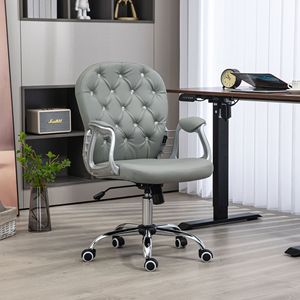 Silla de Oficina Ejecutiva Gris con Reposabrazos Acolchados y Ruedas Giratorias - Product Image 2