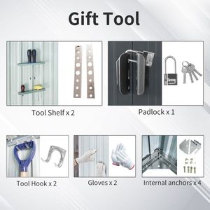 โรงเก็บของโลหะกลางแจ้งขนาด 8 ฟุต x 6 ฟุต พร้อมหน้าต่าง สีเทา - Product Image 4