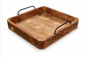 Wooden Serving <b>Tray</b> for Home Kitchen Multipurpose Decorative Tea Coffee <b>Snack</b> Serving <b>Tray</b> - Product Image 5
