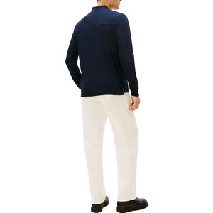 Polo de punto entrelazado con cremallera y logotipo bordado personalizado de primera calidad, corte regular, para hombre, transpirable, de algodón, informal. - Product Image 2